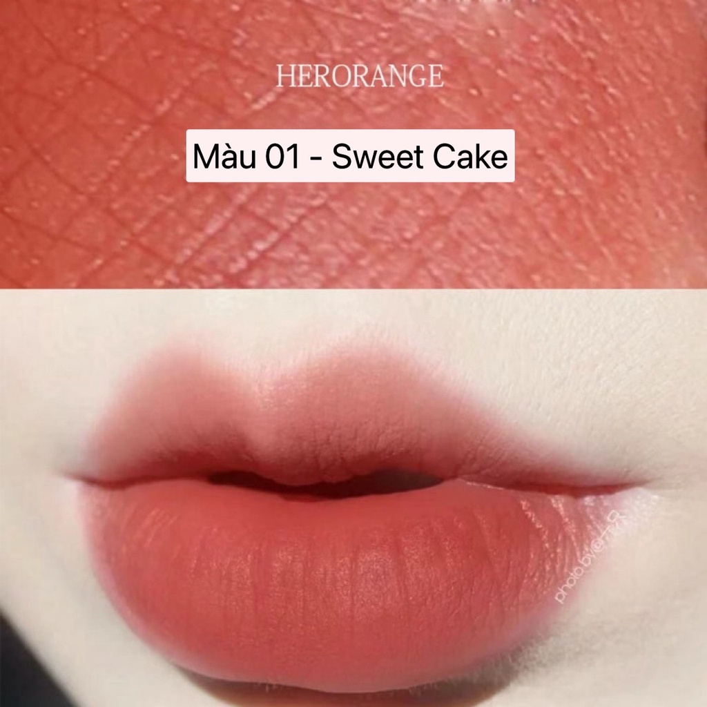 Son Kem HERORANGE , Son Kem Lì Nội Địa Trung Tone Nude Velvet Mix Màu Bùn Nhung Hạt Rẻ Matte Lip Glaze Cực Xinh 2021