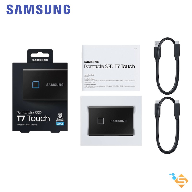 Ổ Cứng Di Động External SSD Samsung T7 Touch 2TB 1TB 500GB USB 3.2 Gen2 Type-C Read 1050MB/s - Bảo Hành Chính Hãng 3 Năm