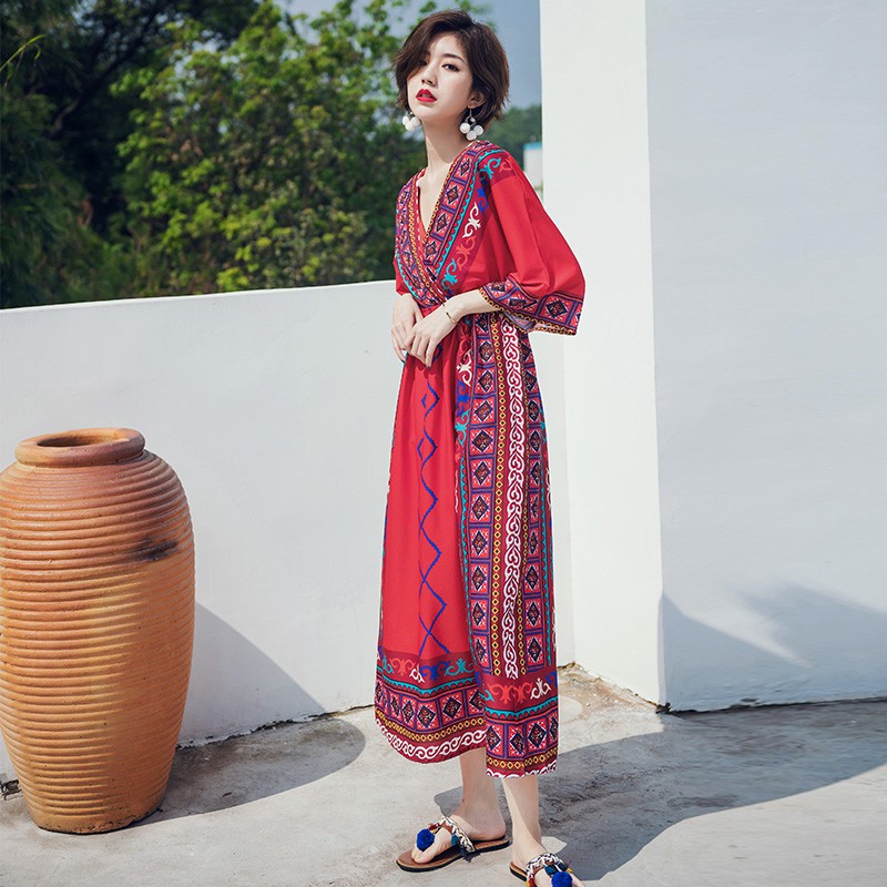 Đầm dài đi biển phong cách Bohemian cho nữ | BigBuy360 - bigbuy360.vn