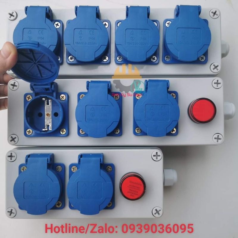 Hộp Nguồn Công Nghiệp , Bộ Chia Nguồn Ngoài Trời Chống Nước 4 Ổ Cắm Schuko 2P - E , Công Suất 4000W 16A 250V IP57