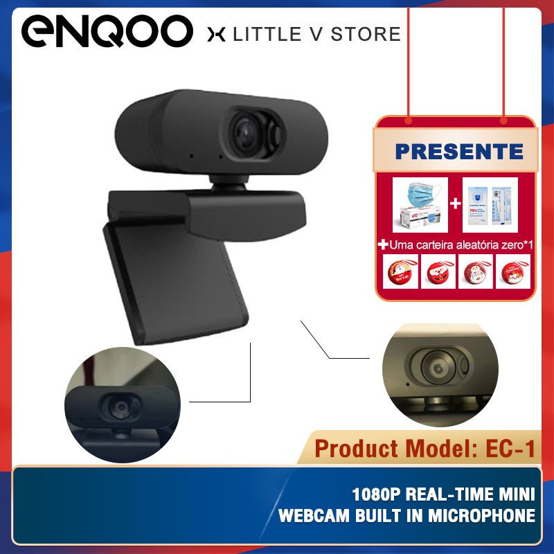 Webcam Hd 1080p Kèm Micro Dành Cho Máy Tính / Laptop / Pc Mini Exposure Enqoo Ec-1