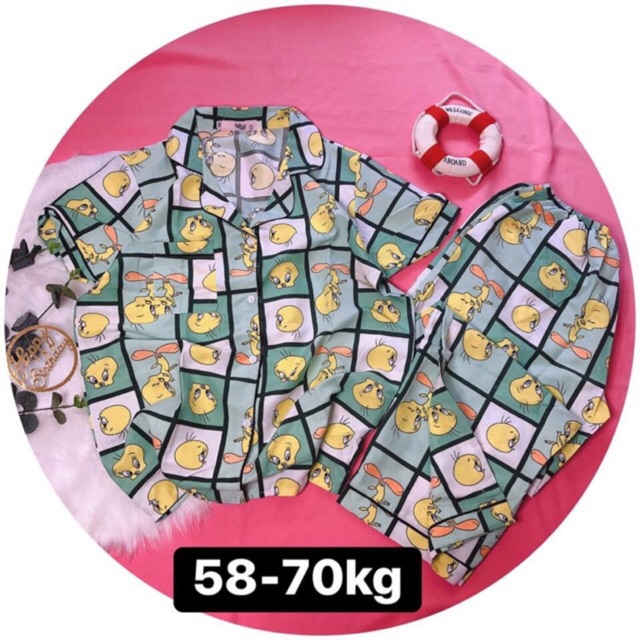 Bộ pizama tay cộc quần dài(58kg-76kg)