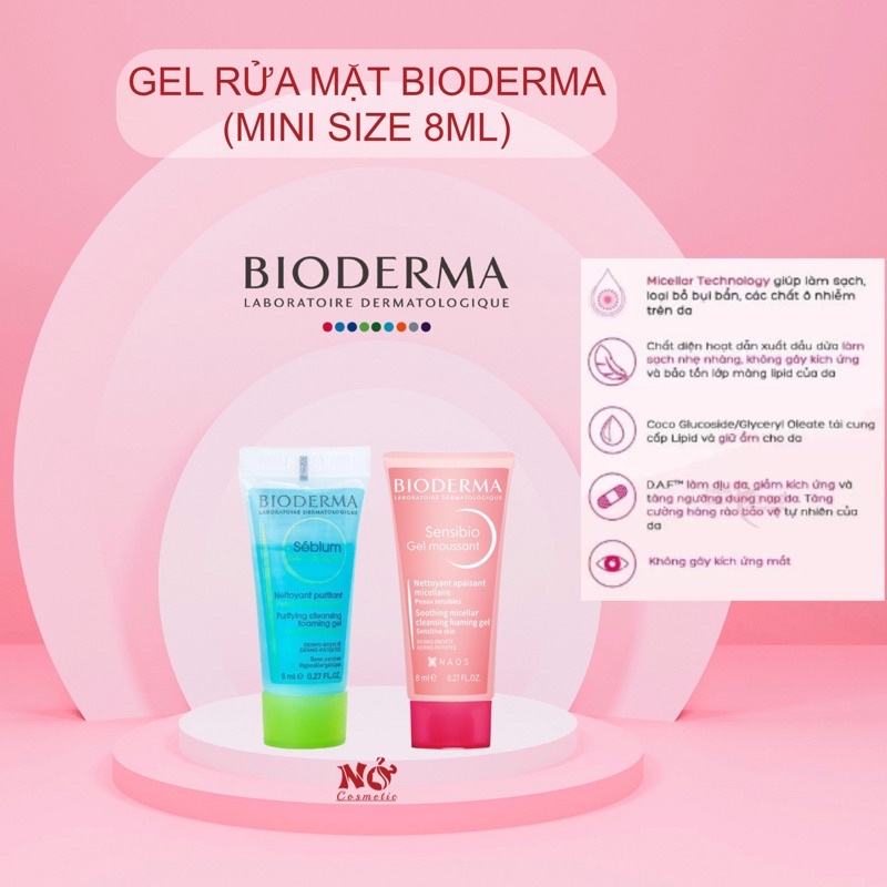 (Mini size 8ml)Sữa rửa mặt Bioderma Purifying Cleansing Foaming Gel 8ml