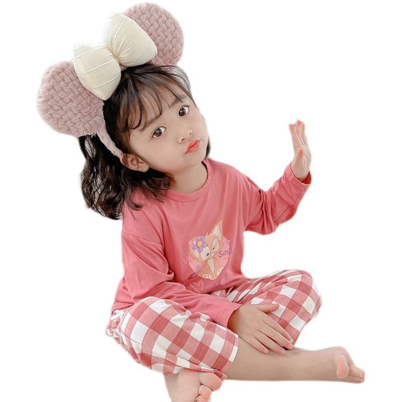 Bộ Đồ Ngủ Tay Dài Thoải Mái Phong Cách Phương Tây Cho Bé Gái