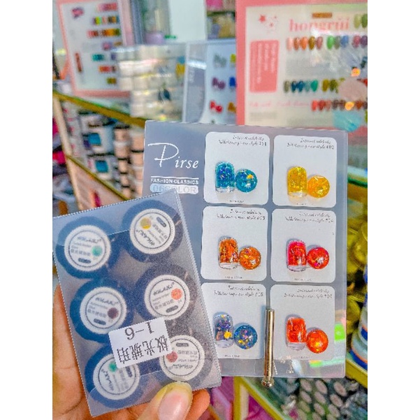 Set Nhũ Khổng Tước 6 Hũ Huaxi , gel nhũ siêu sáng Huaxi