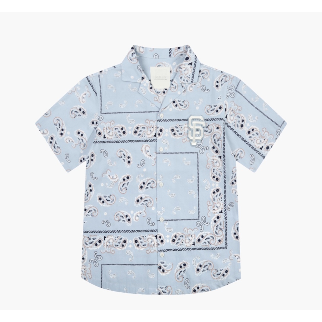 Áo shirt MLB paisley xanh sky blue SF