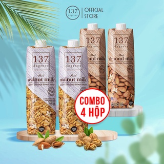 COMBO 4 Hộp Sữa Hạt Nguyên Chất (Mix 2 Óc Chó + 2 Hạnh Nhân 1000ml)