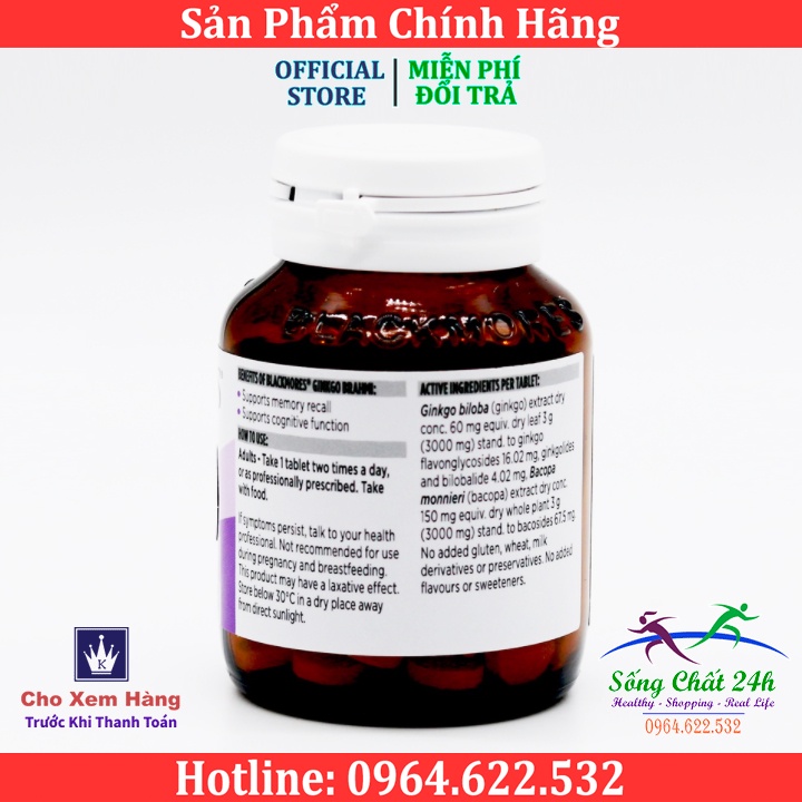 Viên Uống Hoạt Huyết Hỗ Trợ Chức Năng Não Blackmores Ginkgo Brahmi Của Úc