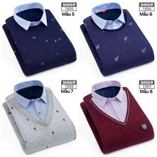 Áo len phối sơmi lót lông