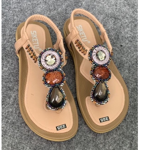 Sandal xỏ ngón MAILIAA 001 quai kẹp đính đá thổ cẩm