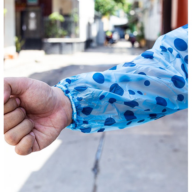 Áo Mưa Bít 1m4 Nhựa Dẻo Trong Suốt Bi Màu