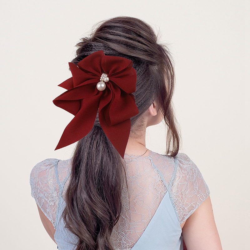 Ygt Kẹp Tóc Hình Nơ Đính Ngọc Trai Cỡ Lớn Phụ Kiện Tóc Dành Cho Bạn Nữ