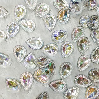 Hạt đá kết áo acrylic 3d hình giọt nước chóp bạc ánh 7 màu