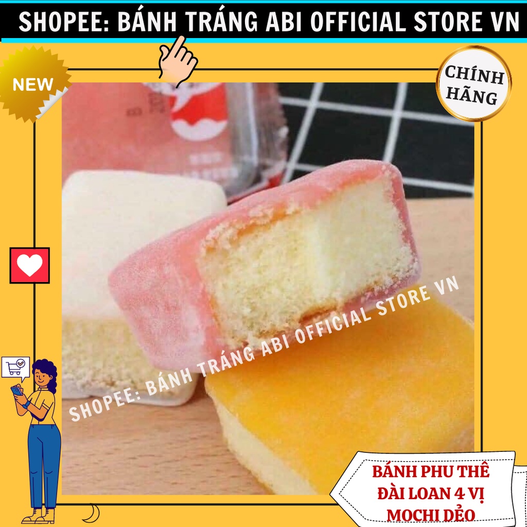 ĐỦ 4 VỊ BÁNH MOCHI BÔNG LAN PHU THÊ 4 VỊ DÂU-TRÀ XANH-SỮA-XOÀI ĐÀI LOAN