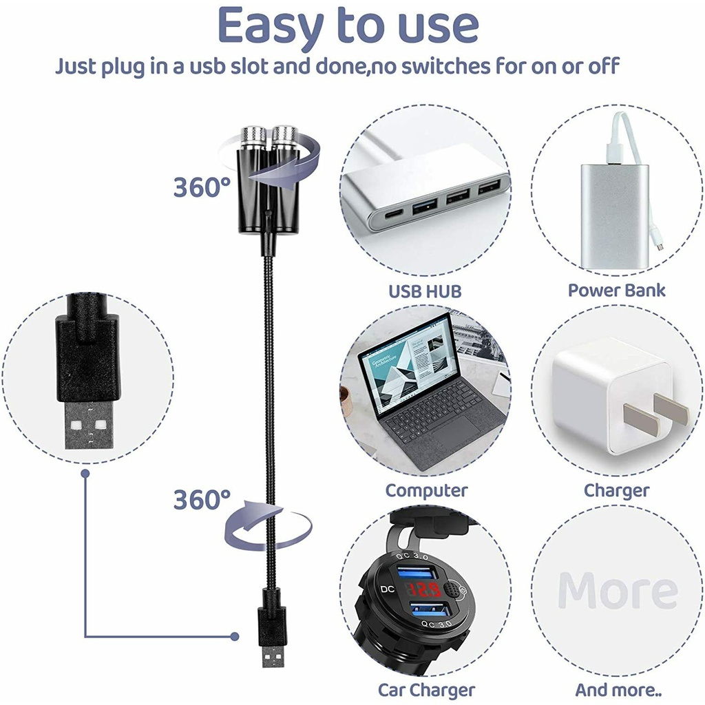 Đèn chiếu tạo hiệu ứng bầu trời đầy sao nhiều màu sắc LED 5V USB dành cho trang trí bên trong xe hơi