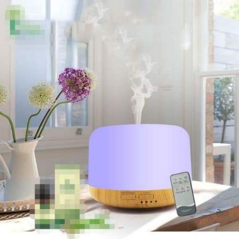 Máy Xông Tinh Dầu Trụ Trong Đế Gỗ 300ml