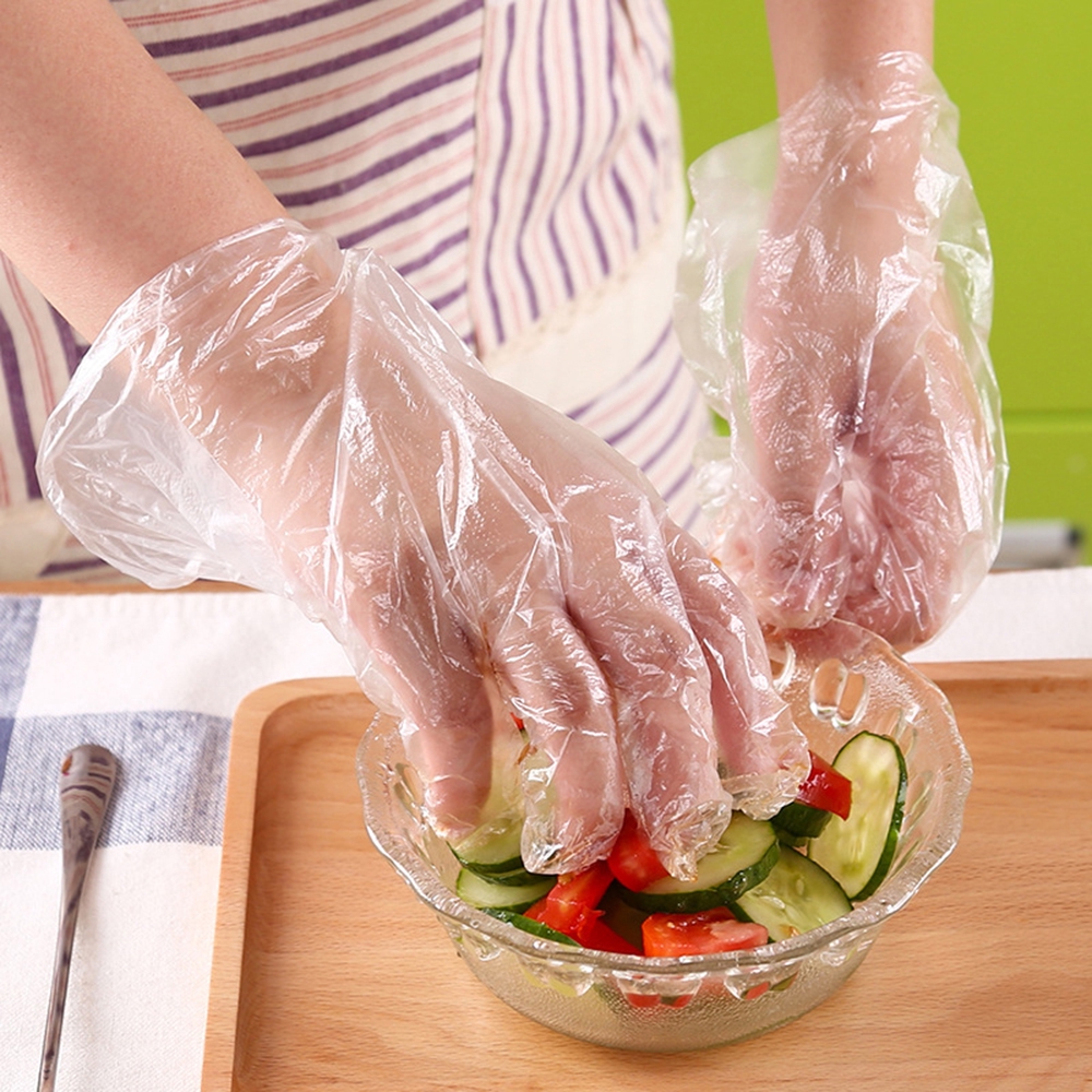 CLEVER 100pcs/set Disposable Transparente Plastic Gloves Kitchen Supplies