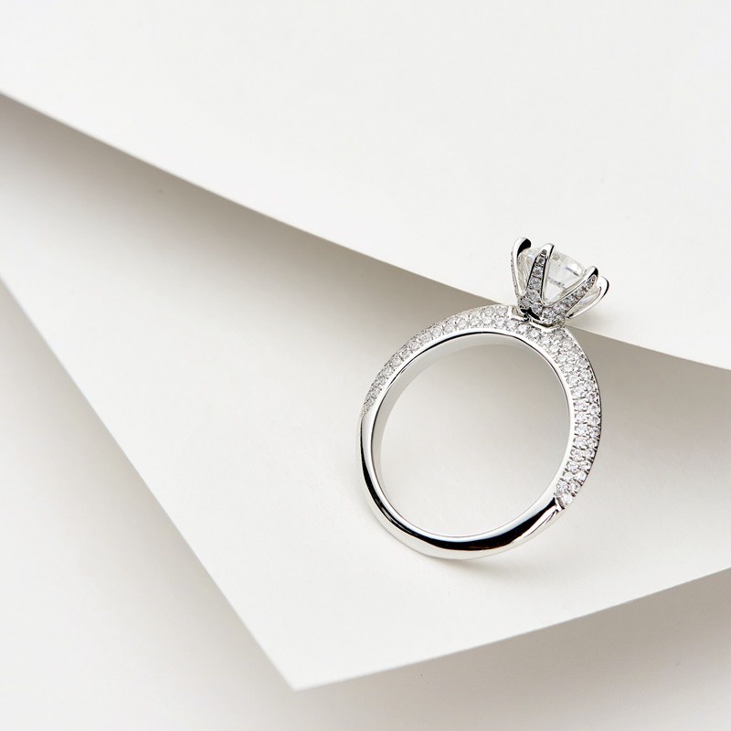 Nhẫn bạc Ý 925 nữ mạ vàng trắng ổ cao đính đá cao cấp đẹp sang trọng DUYSON SILVER [NXK25]