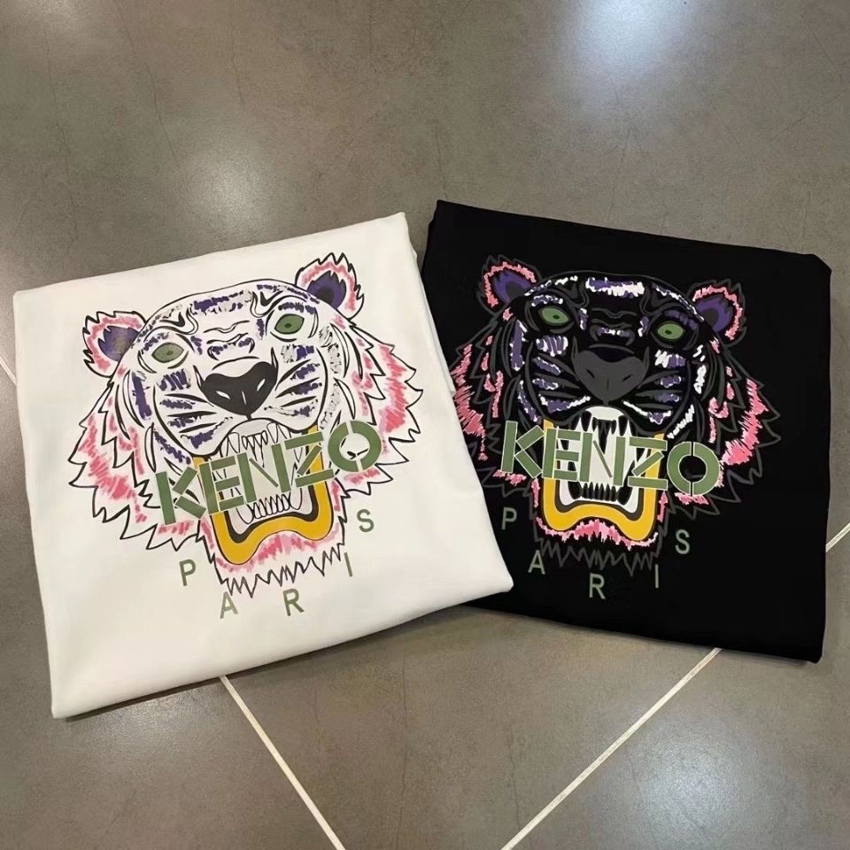 Áo Thun Thể Thao Cotton Dáng Rộng Ngắn Tay In Hình Đầu Hổ Phong Cách Mới