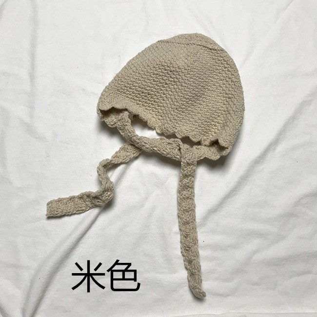 Mũ len dệt kim màu trơn bảo vệ tai thời trang thu đông Hàn Quốc