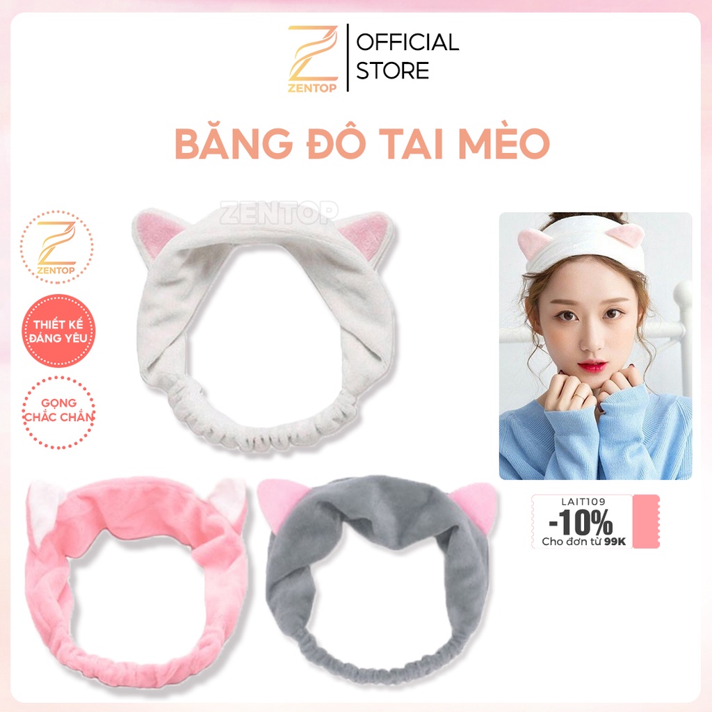 Băng đô turban tai mèo dễ thương, bờm tóc rửa mặt thiết kế xinh xắn nhẹ nhàng siêu xinh Zentop
