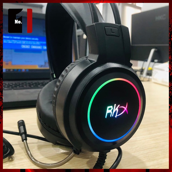 Tai Nghe Headphone Gaming Chụp Tai Màu Hồng RKX 7.1 Led RGB Tai Nghe Máy Tính Laptop Nghe Nhạc Có Mic