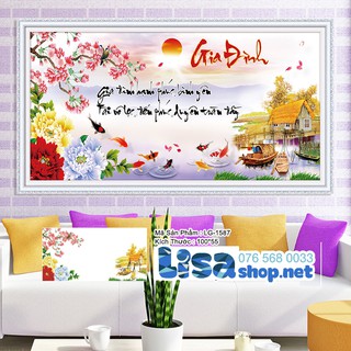 Tranh đính đá GIA ĐÌNH 100X55CM chưa đính lg1587