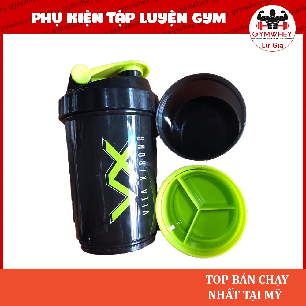 [GIÁ TỐT NHẤT] Phụ Kiện Tập Thể Hình Bình Shaker Pha TPBS VITAXTRONG SHAKER 3 Ngăn 600ML