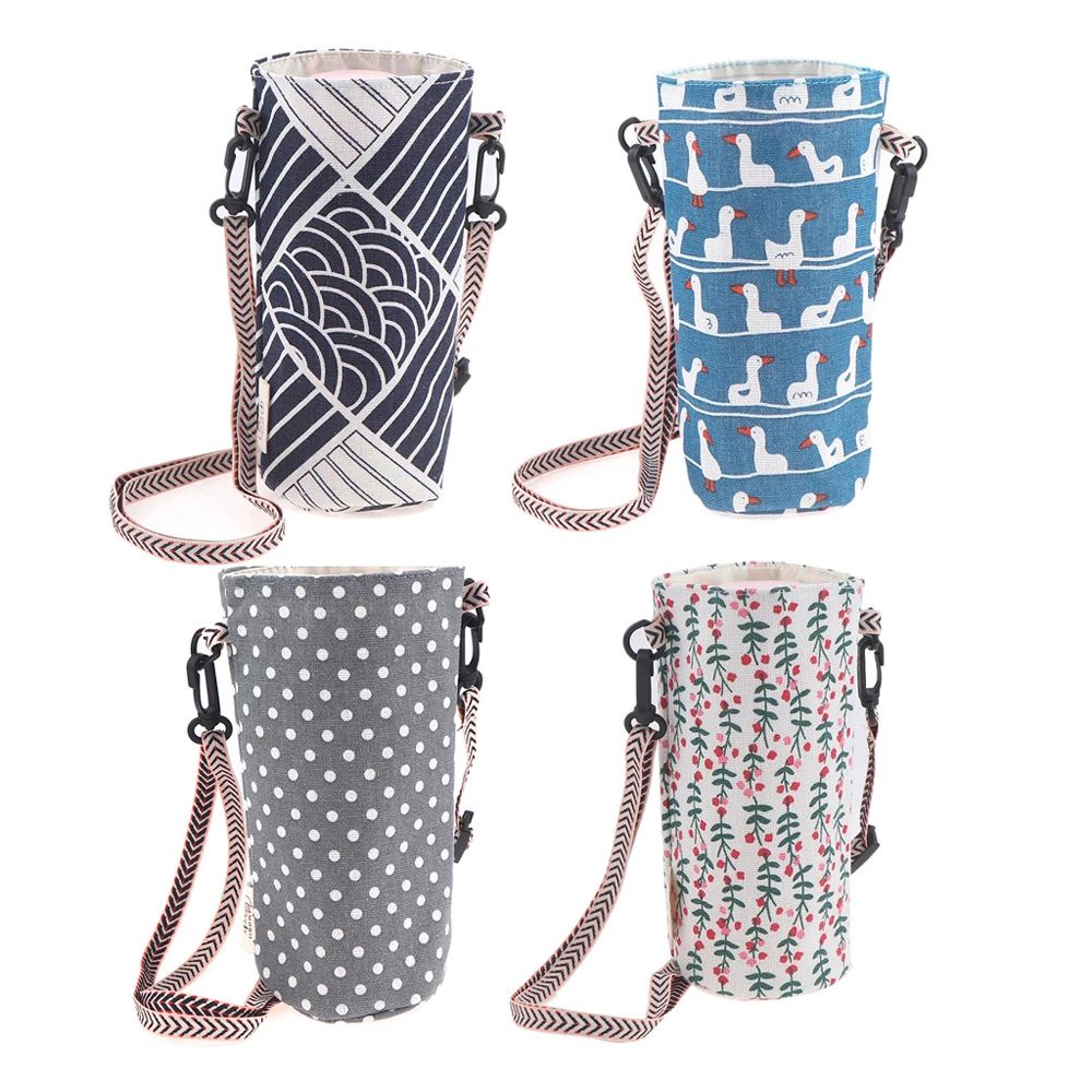 Aaron1 Túi Đeo Chéo Đựng Bình Nước Bằng Vải Cotton Lanh Có Thể Điều Chỉnh Thời Trang Cho Nữ