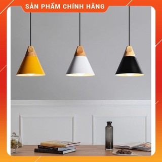 ĐÈN THẢ NÓN CHAO NHÔM ĐUI GỖ