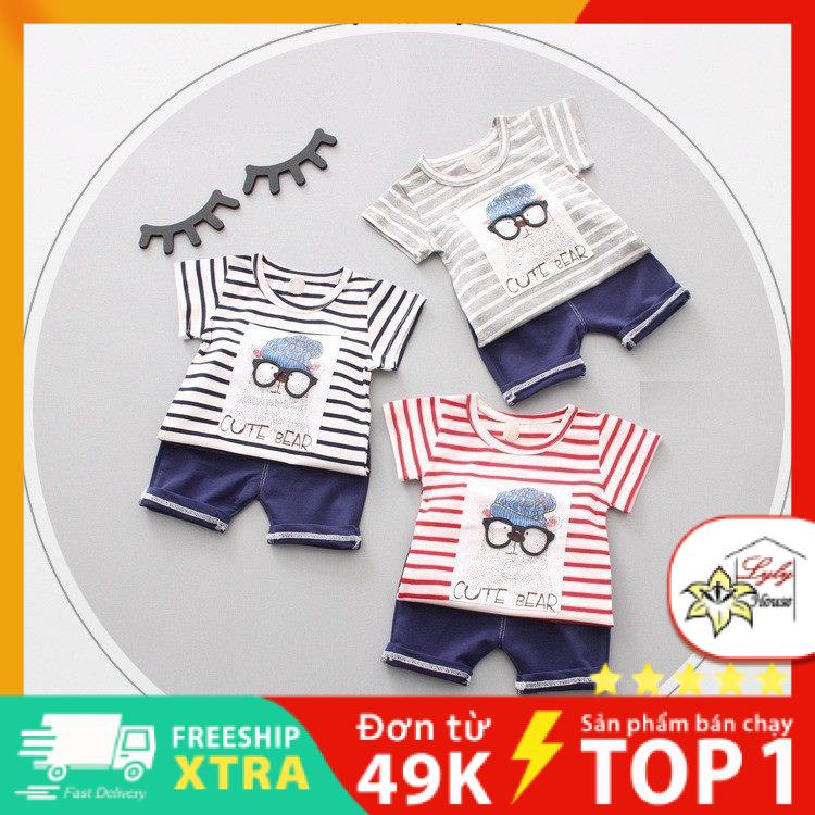 Set short cotton xuất Hàn cho bé trai từ 3m - 18m