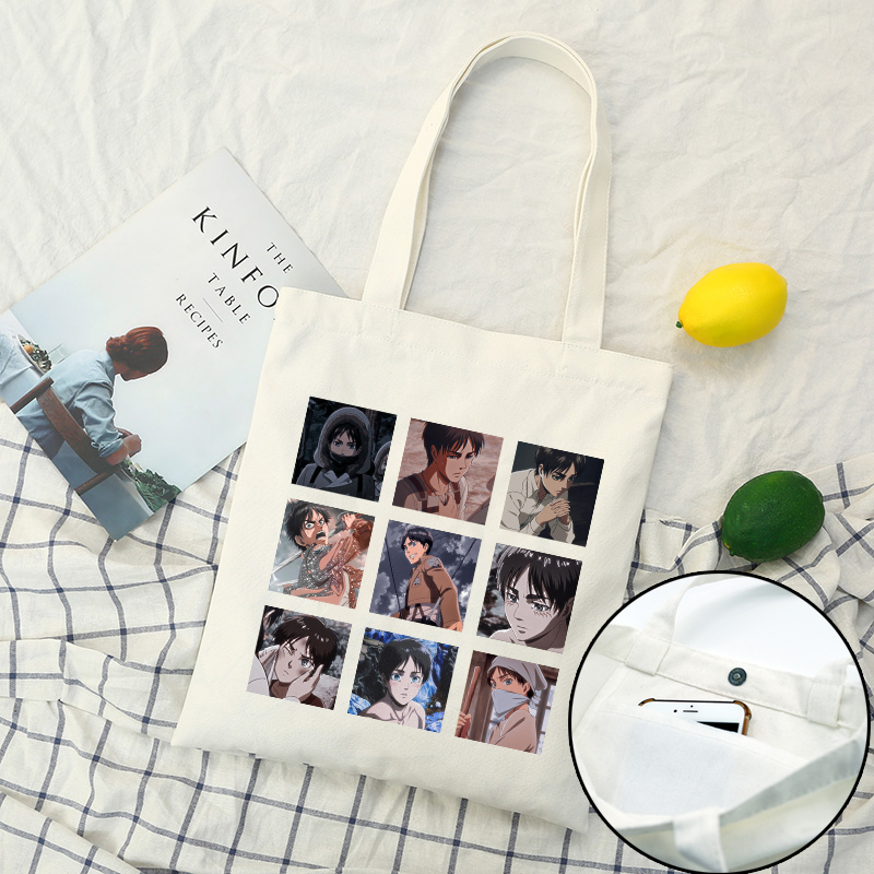 Anime Tấn Công Titan Túi Vải Dung Tích Lớn Nhật Bản Thường Ngày Mua Sắm Túi Bông Tai Kẹp Gothic Nữ Túi Đeo Vai