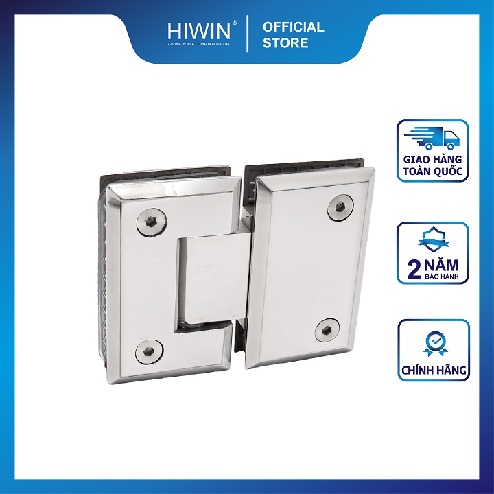 Bản lề phòng tắm kính 180 độ cạnh vát chất liệu inox 304 mặt gương HIWIN HG-007