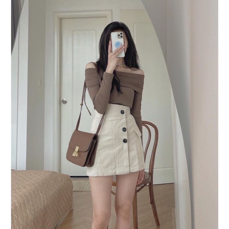 Chân váy nhung pha da | BigBuy360 - bigbuy360.vn