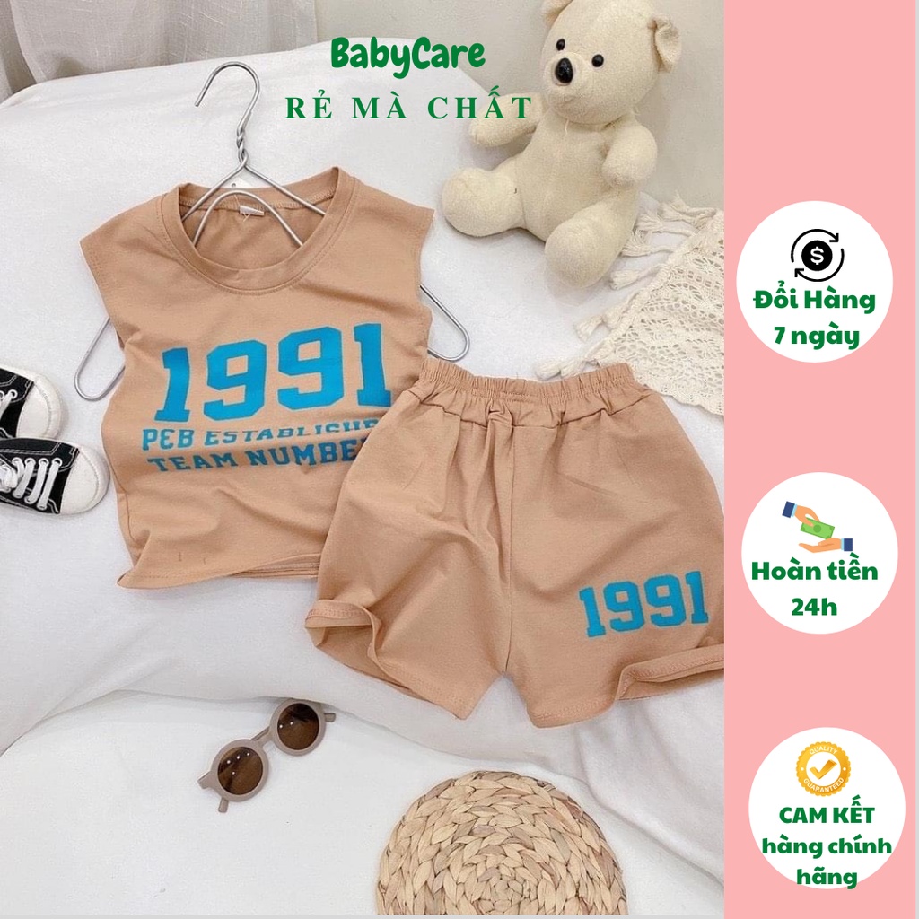 Bộ cộc Bé Trai in 1991 chất cotton tàu mềm mịn mát, Bộ 3 lỗ Cho Bé Mặc Nhà Hè từ 5-20kg