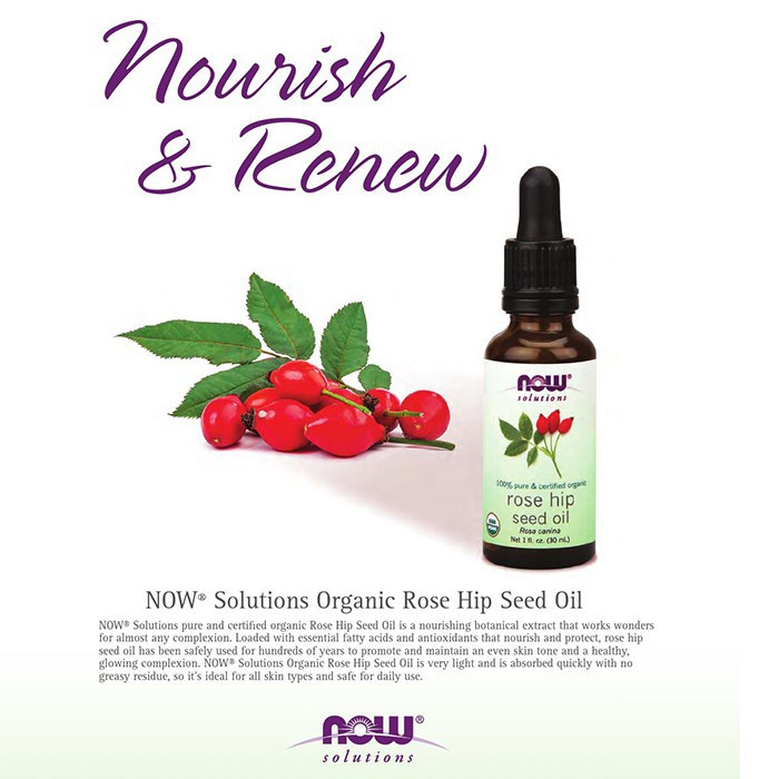 Dầu nụ tầm xuân Now Rosehip Seed Oil 30ml chuẩn USA | WebRaoVat - webraovat.net.vn