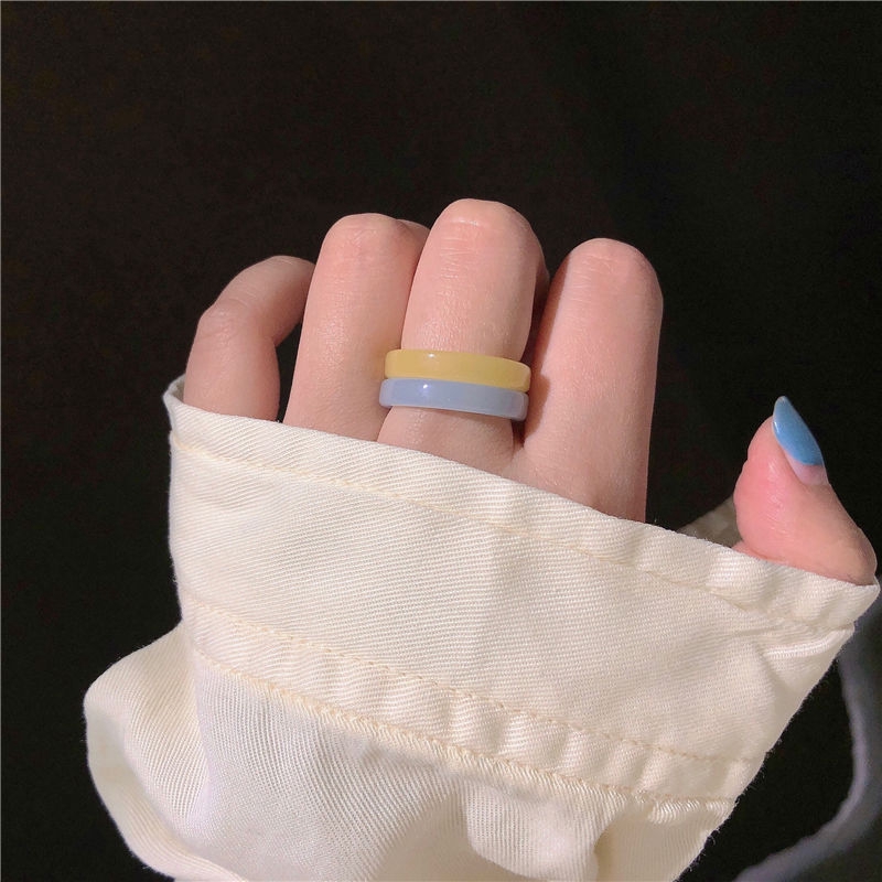 Nhẫn Resin Mỏng Màu Sắc Tươi Tắn Đơn Giản Dễ Phối Đồ Thời Trang 2267
