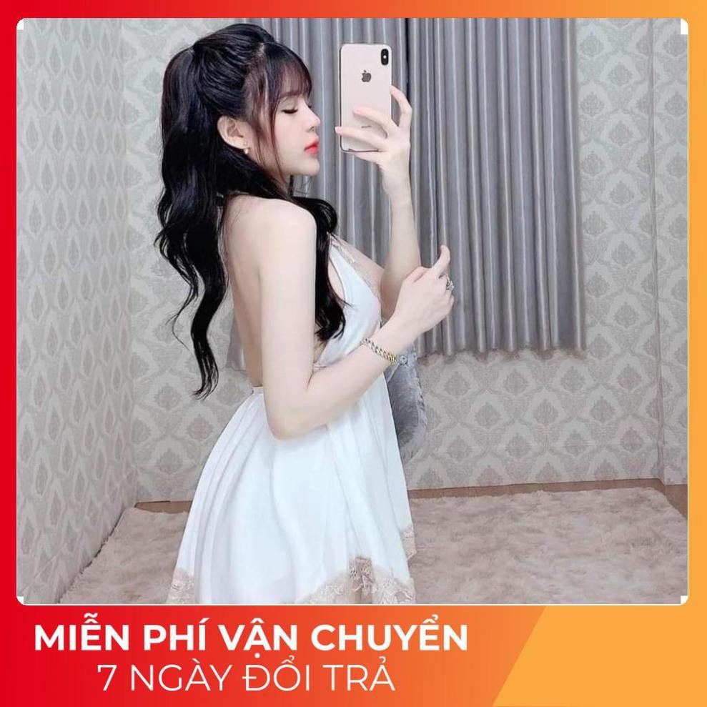 Váy Ngủ Sexy, Đầm Ngủ Sexy Yếm Kèm Quần Vải Satin <65kg Xịn Sò | BigBuy360 - bigbuy360.vn