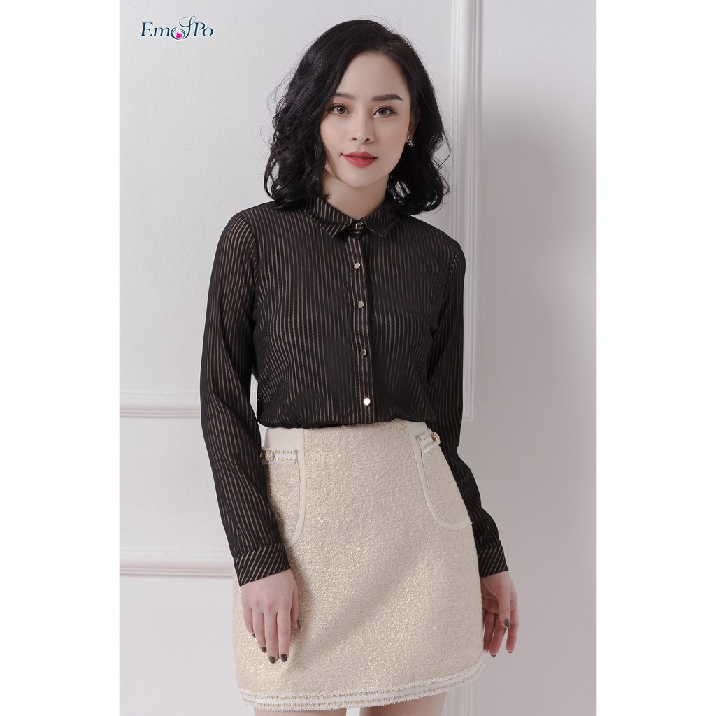 Áo sơ mi thun kẻ sọc Emspo SML1903 (Đen, Rêu)