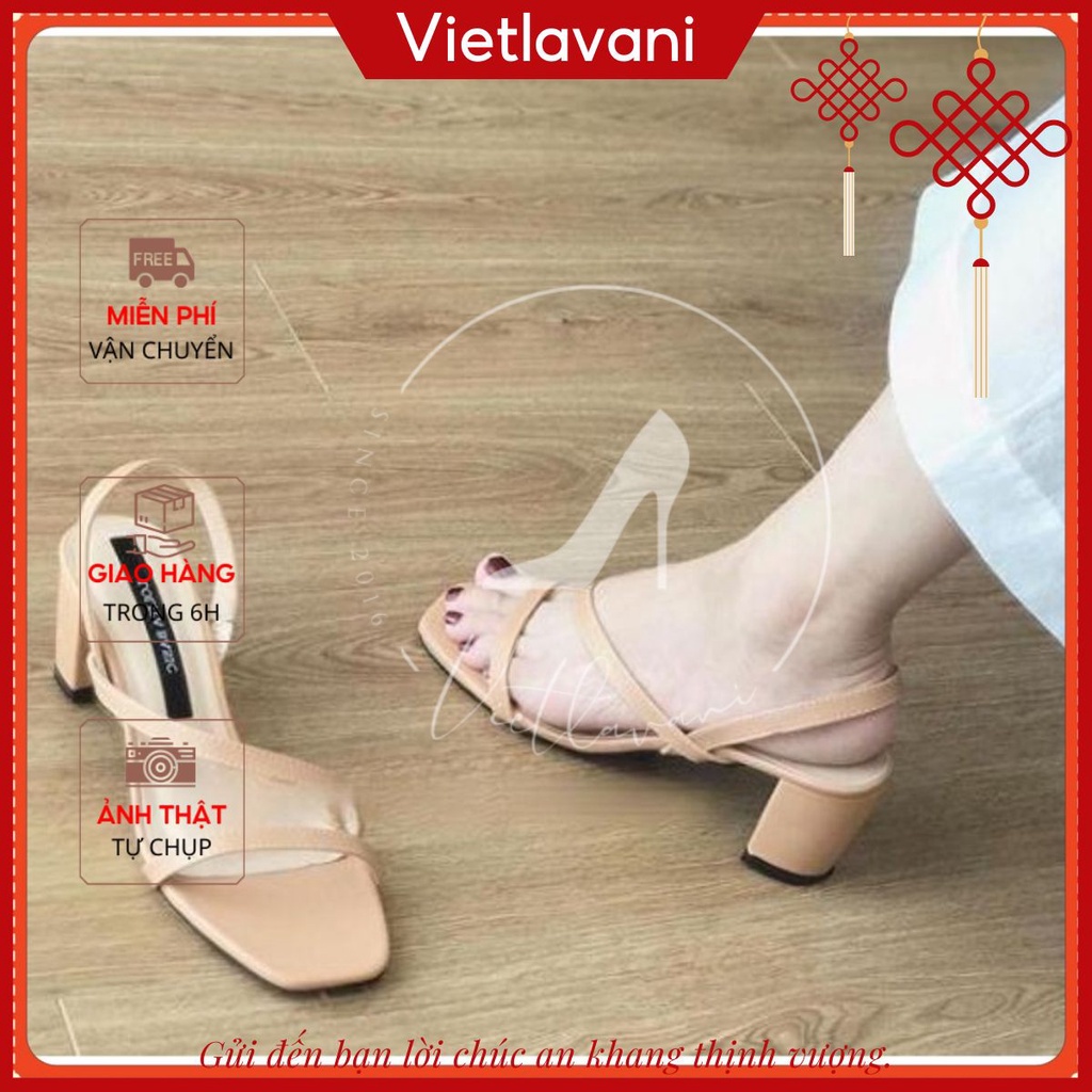 Sandal cao gót nữ quai ngang dáng hàn quốc cao 5cm - LNS2