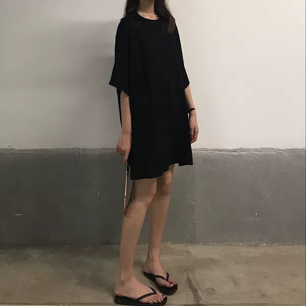 (Tặng đai lưng) VÁY THUN TAY LỠ THẮT EO + SUÔNG ULZZANG