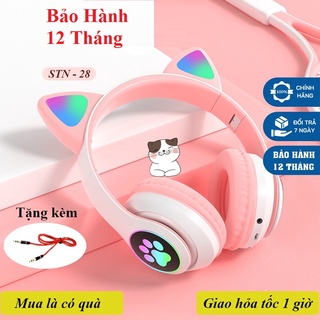 Tai Nghe Bluetooth Tai Mèo Chụp Tai STN-28 Có Micro Chơi Game, Học Online, Nghe Nhạc HIFI. Headphone Máy Tính Không Dây
