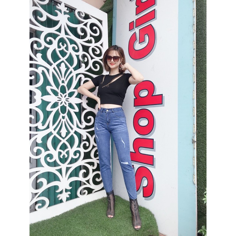 Quần jeans rách cạp cao mềm- dãn [HOT NHẤT] chất siêu xịn