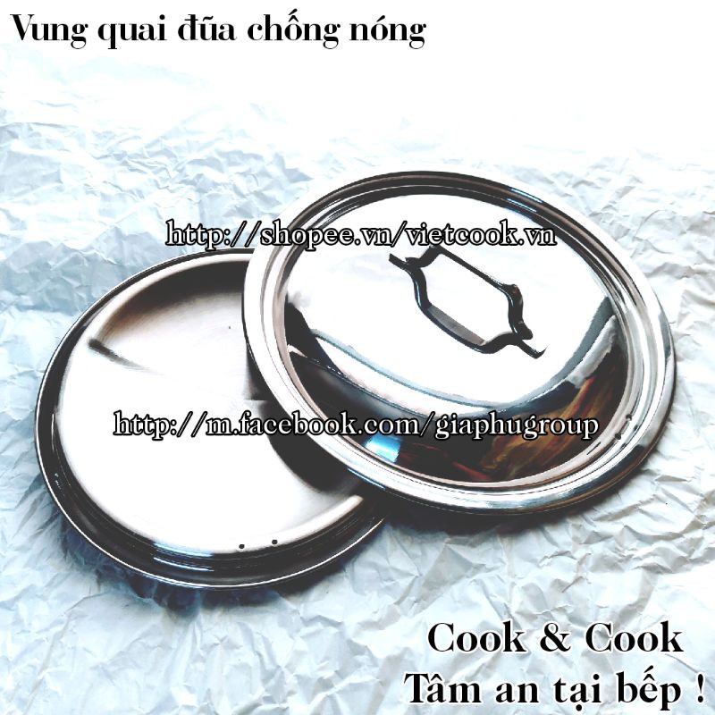 [CHÍNH HÃNG]Nắp vung nồi INOX quai đũa chống nóng dùng cho nồi- chảo- quánh...size 16, 18, 20, 24, 26 cm VIETCOOK