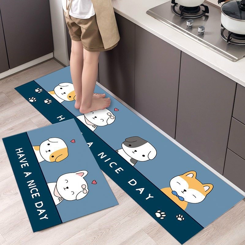 Bộ thảm bếp chống trượt 2 chiếc - thảm chùi chân chất liệu Bali cao cấp - KT 40×60cm và 40x120cm