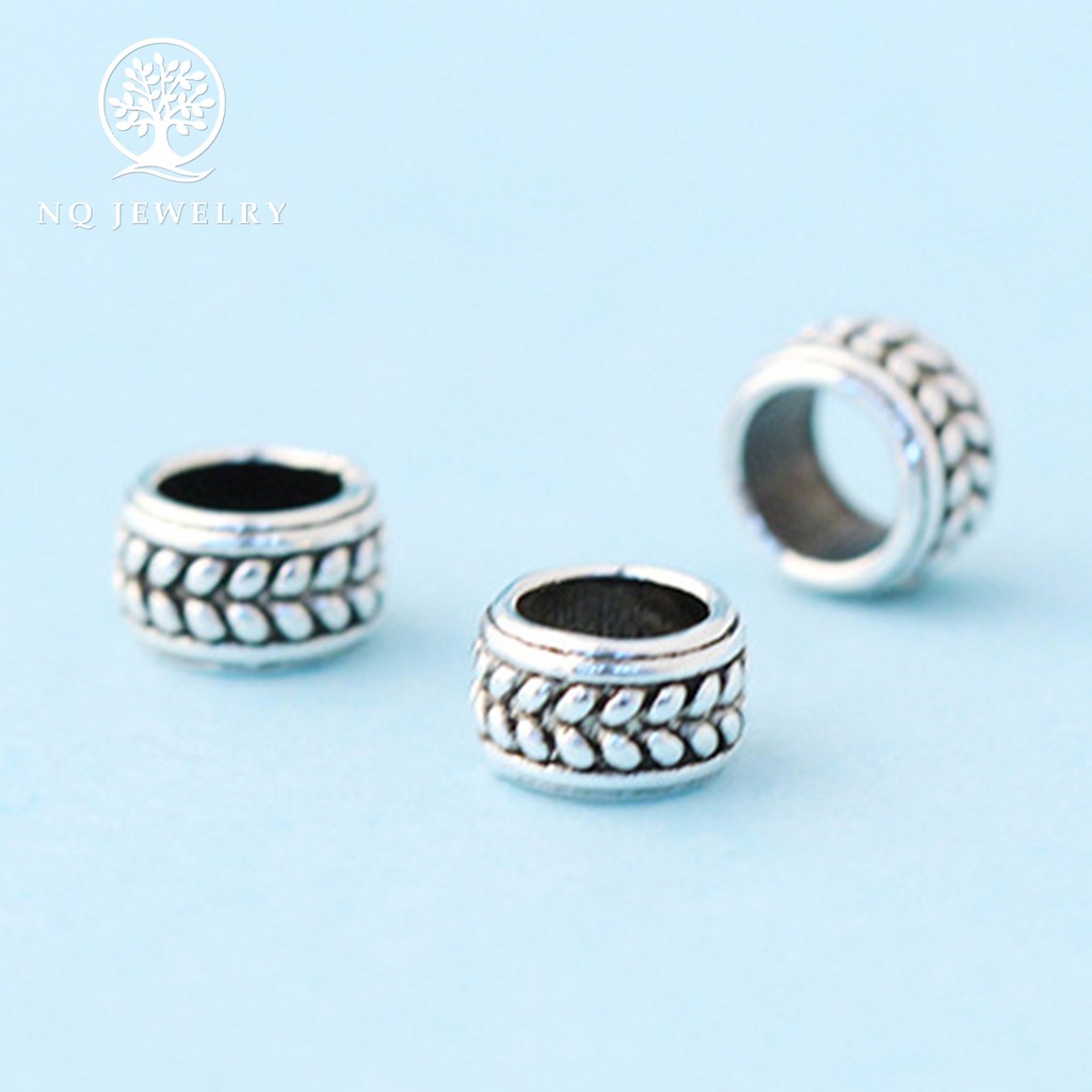 Charm bạc chặn hạt họa tiết bông lúa - NQ Jewelry