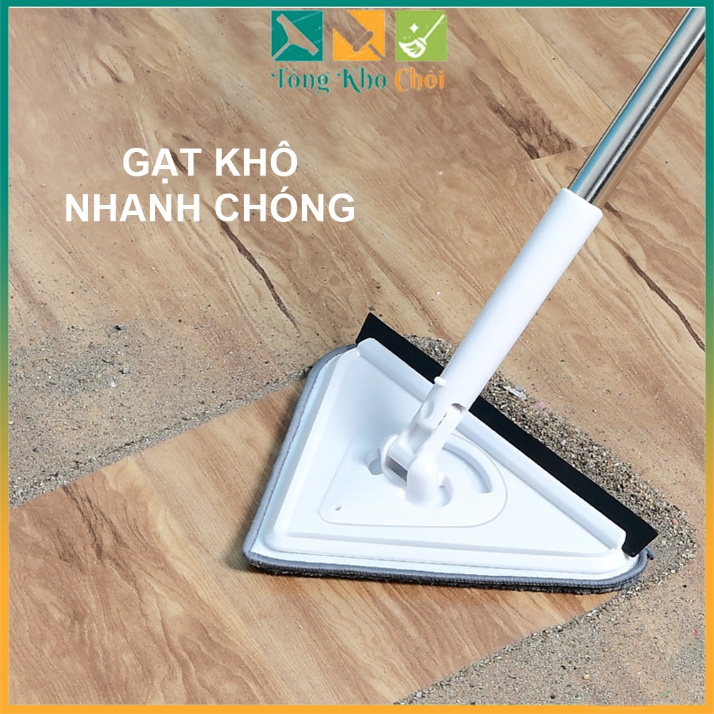 Cây lau nhà đa năng bàn lau tam giác xoay 180 độ cỡ lớn Pulito cán dài tối đa 1m90 - cây lau trần nhà quét mạng nhện