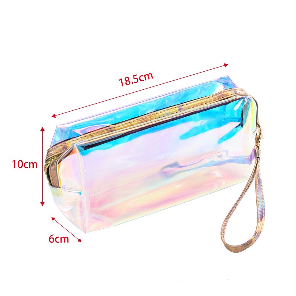 Túi đựng mỹ phẩm chất liệu tpu màu laser trong suốt cho nữ