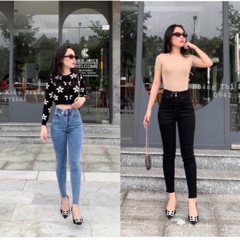[GIÁ XƯỞNG SIÊU RẺ] Quần Jean Thời Trang Nữ 4 Khuy Hàng Mới Cạp Cao Chất Liệu Co Gian Tôn Dáng Phong Cách Hàn Quốc
