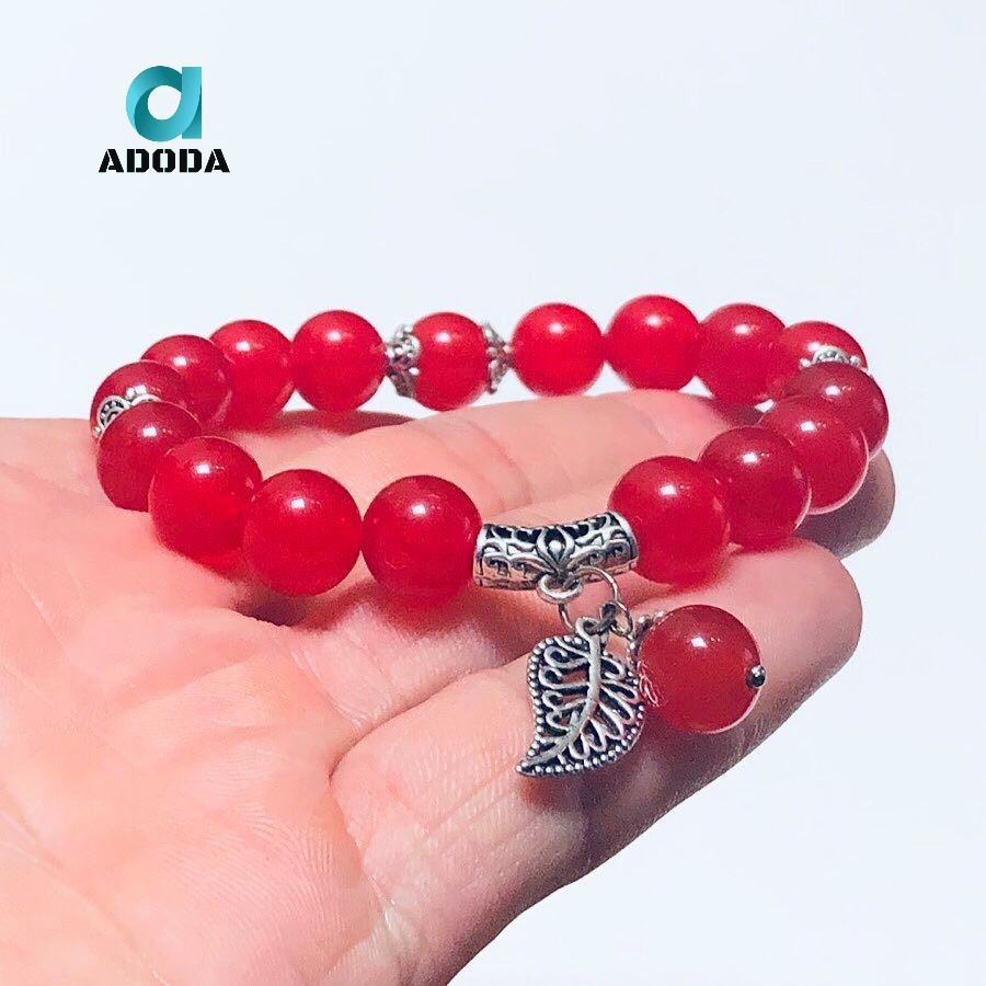 Vòng Tay Phong Thủy Màu Đỏ ADODA Dành Cho Nữ Mệnh Hỏa Và Thổ, Size 10mm/10li